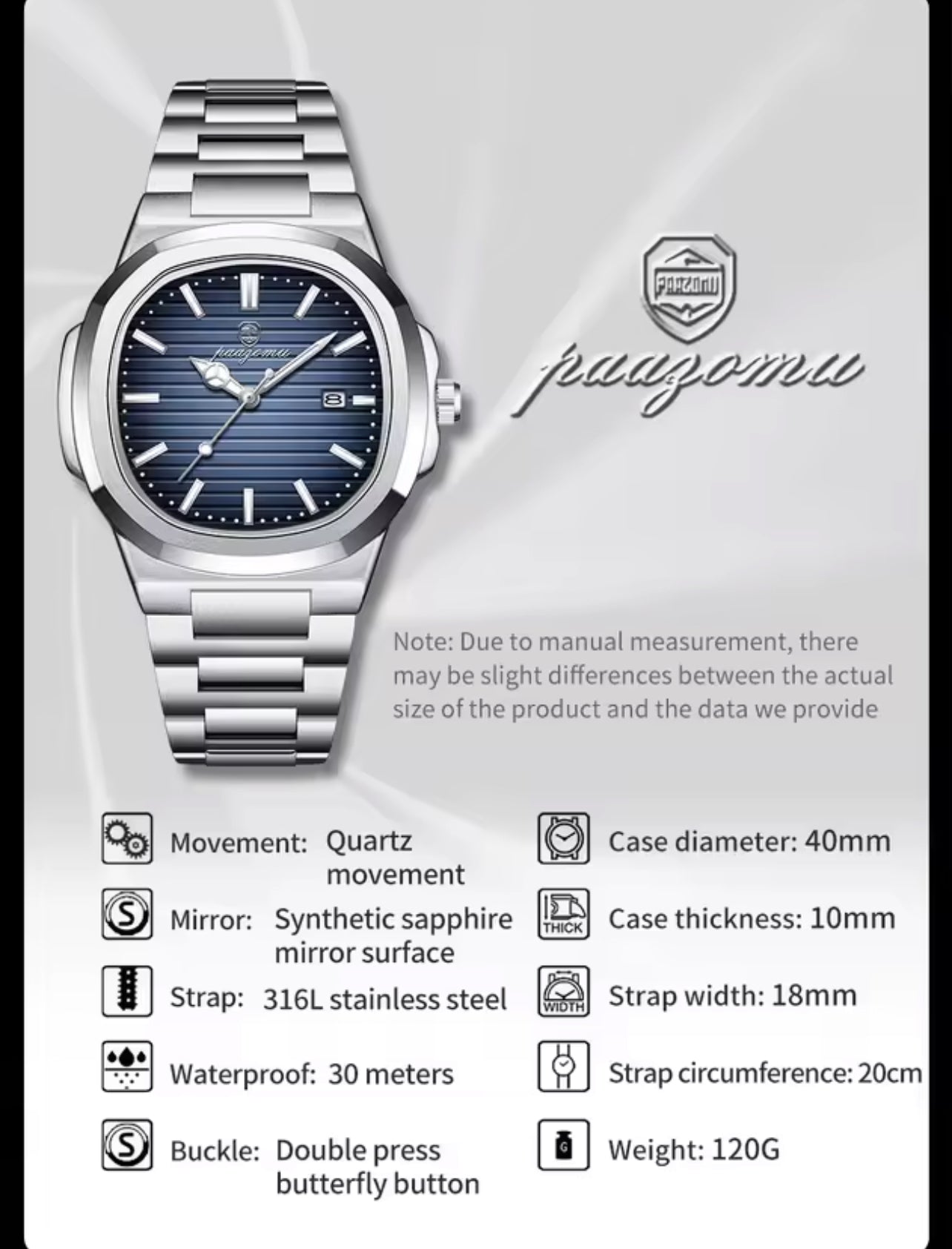 POEDAGAR Square Luxury Men