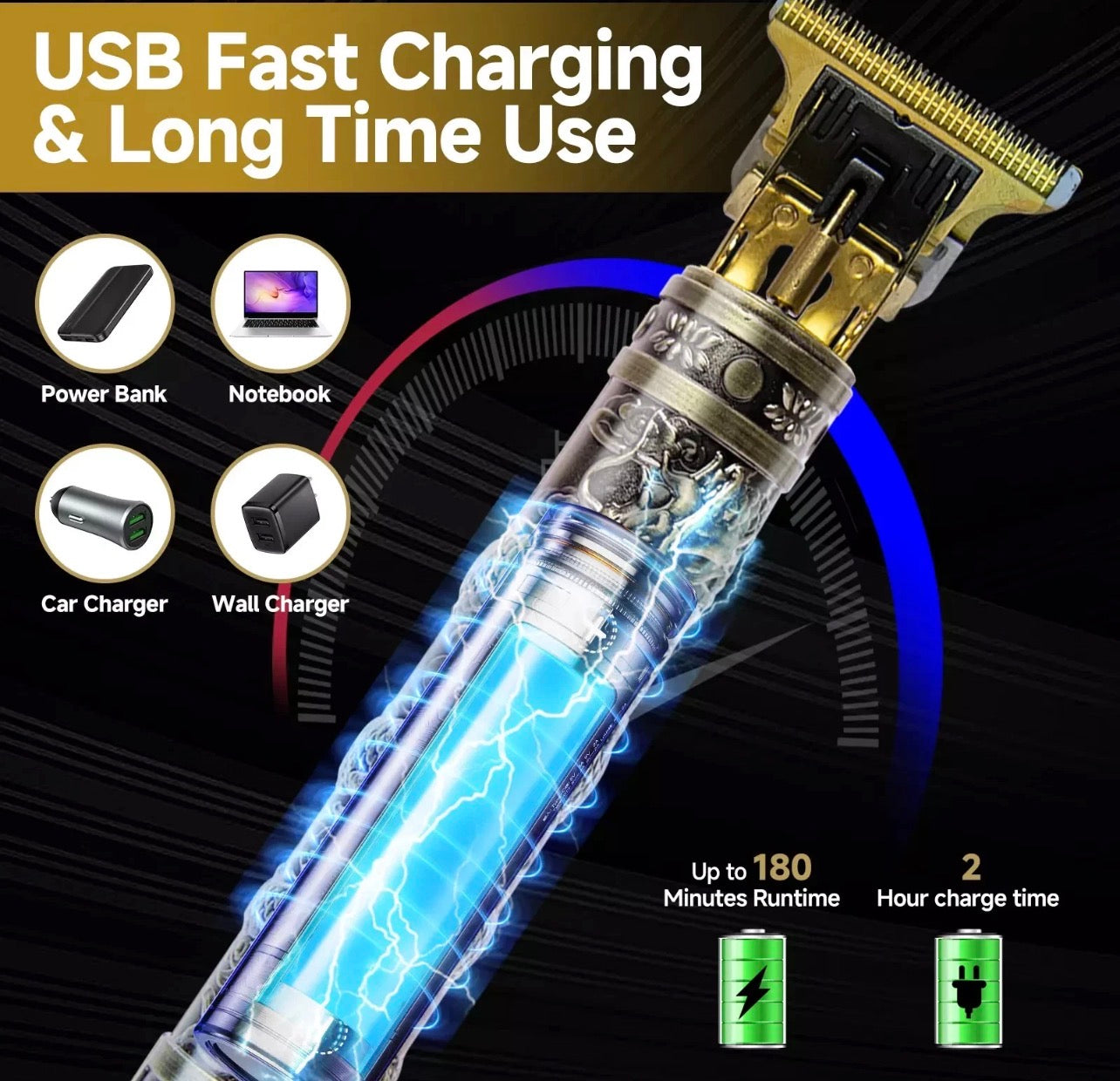 Professional Men Hair Clippers Trimmer Machine Cordless Beard Electric Shaver