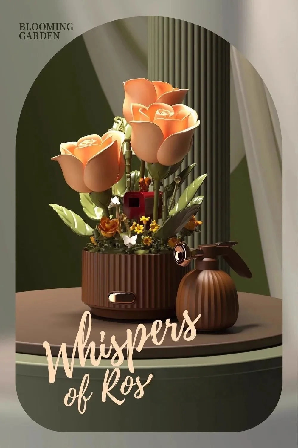 Dynamic Building Block Flower Electric Assembly Rose Bouquet Fairy Atmosphere High-end Decoration For Girl Handmade Wedding Gift